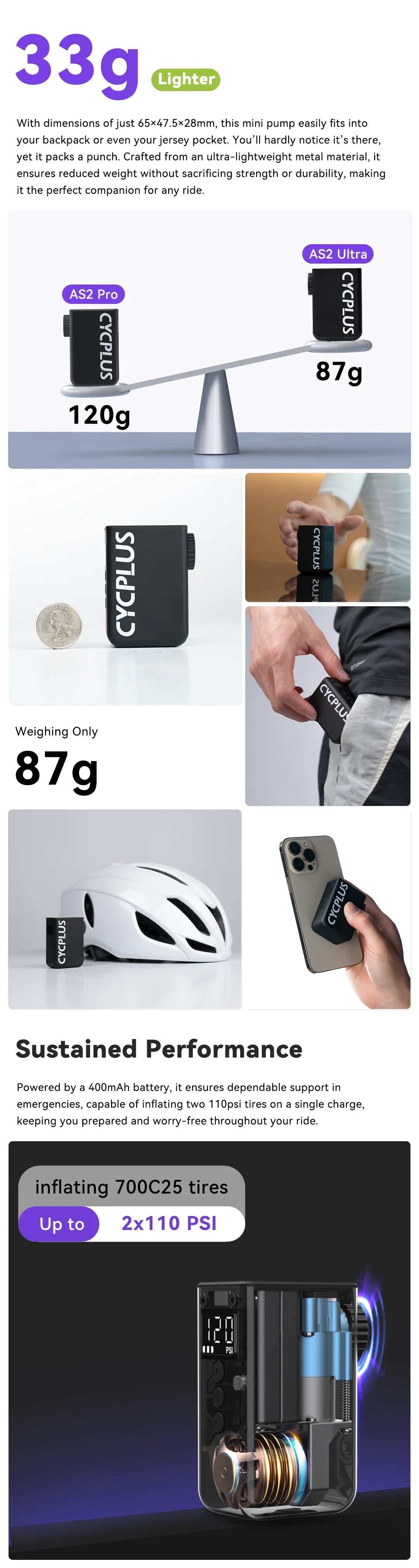 Cycplus AS2 ULTRA Tiny E-pump