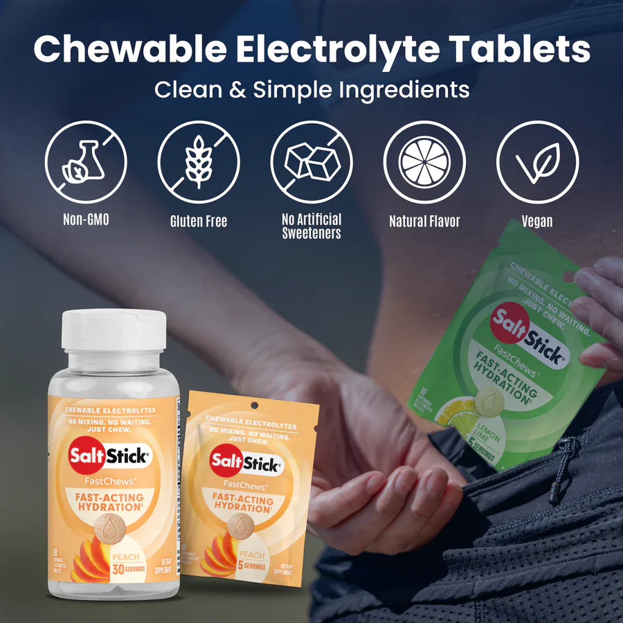 SaltStick FastChews 10 Tablets Packet Salt Sticks - Peach