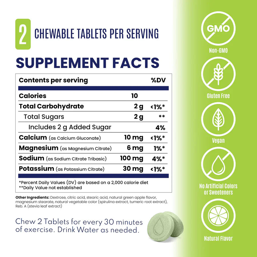 SaltStick FastChews 10 Tablets Packet Salt Sticks - Green Apple