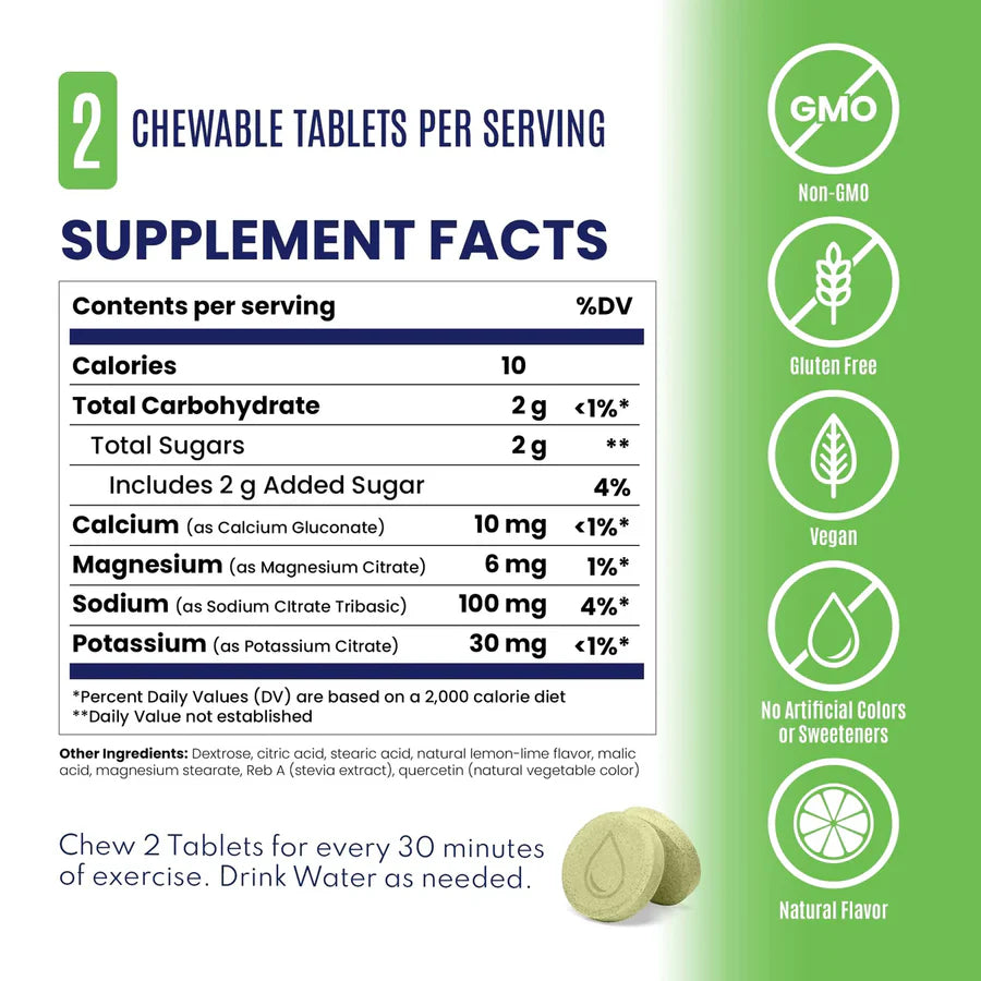 SaltStick FastChews 10 Tablets Packet Salt Sticks - Lemon Lime