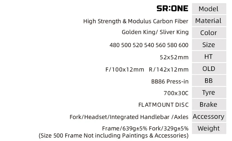 Quickpro SR:ONE Carbon Road Bike Frameset | UCI Approved